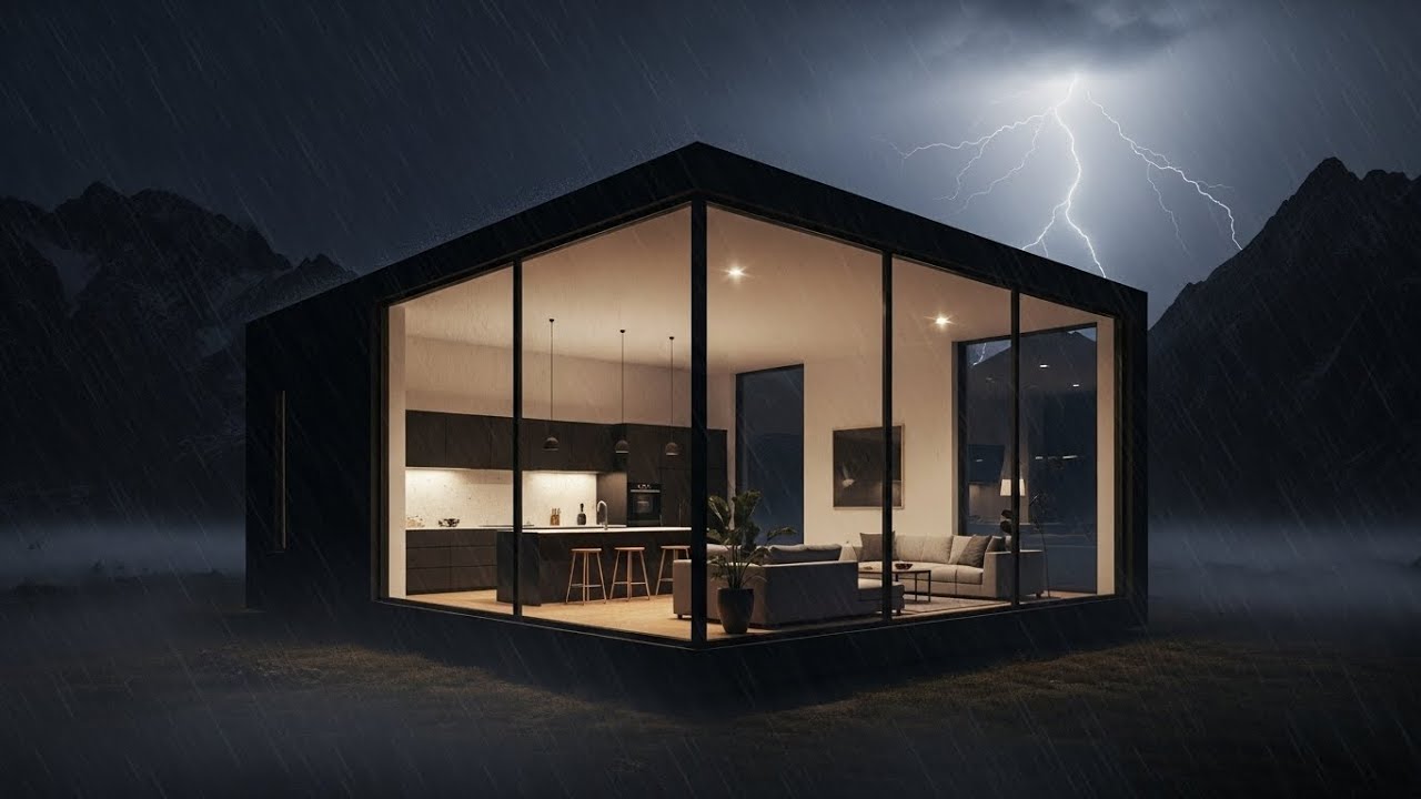 Heavy Rain on a Dark Forest Night with Thunderstorm at Midnight | Cozy Bedroom Sleep Ambience