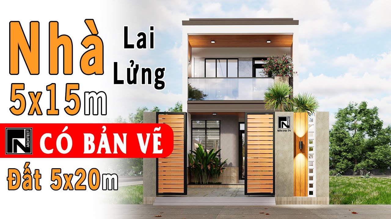 TNA187 - Mẫu nhà 2 tầng LAI GÁC LỬNG 5x15m trên đất dài 20m bố trí khoa học