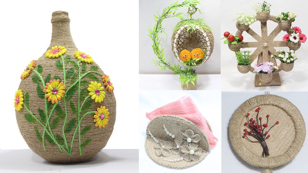 5 Jute craft ideas | Home decorating ideas handmade easy