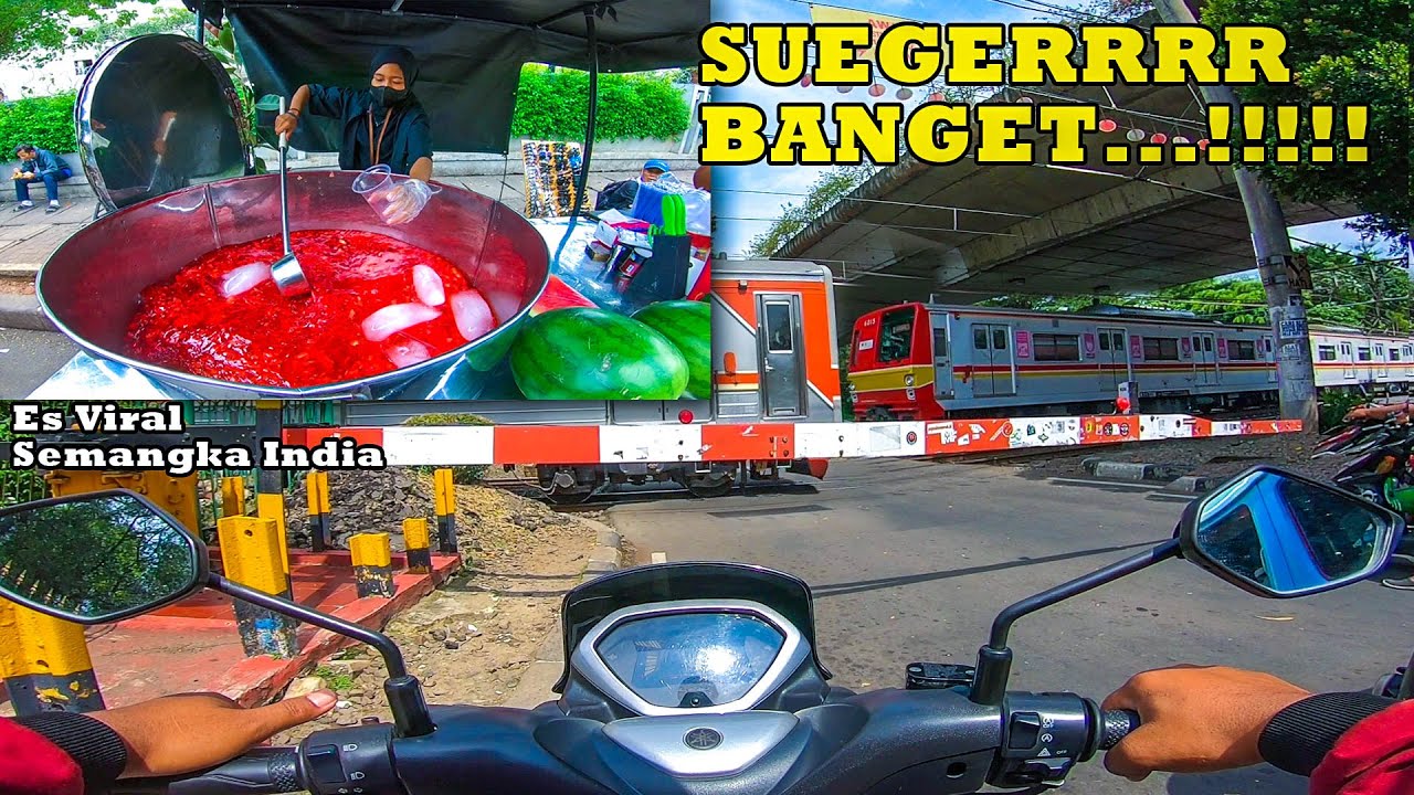 MOTORIDE Update Perlintasan Kereta Api Jalur BOGOR, Wah Ada Kereta Api Gak Diduga, Es Semangka India