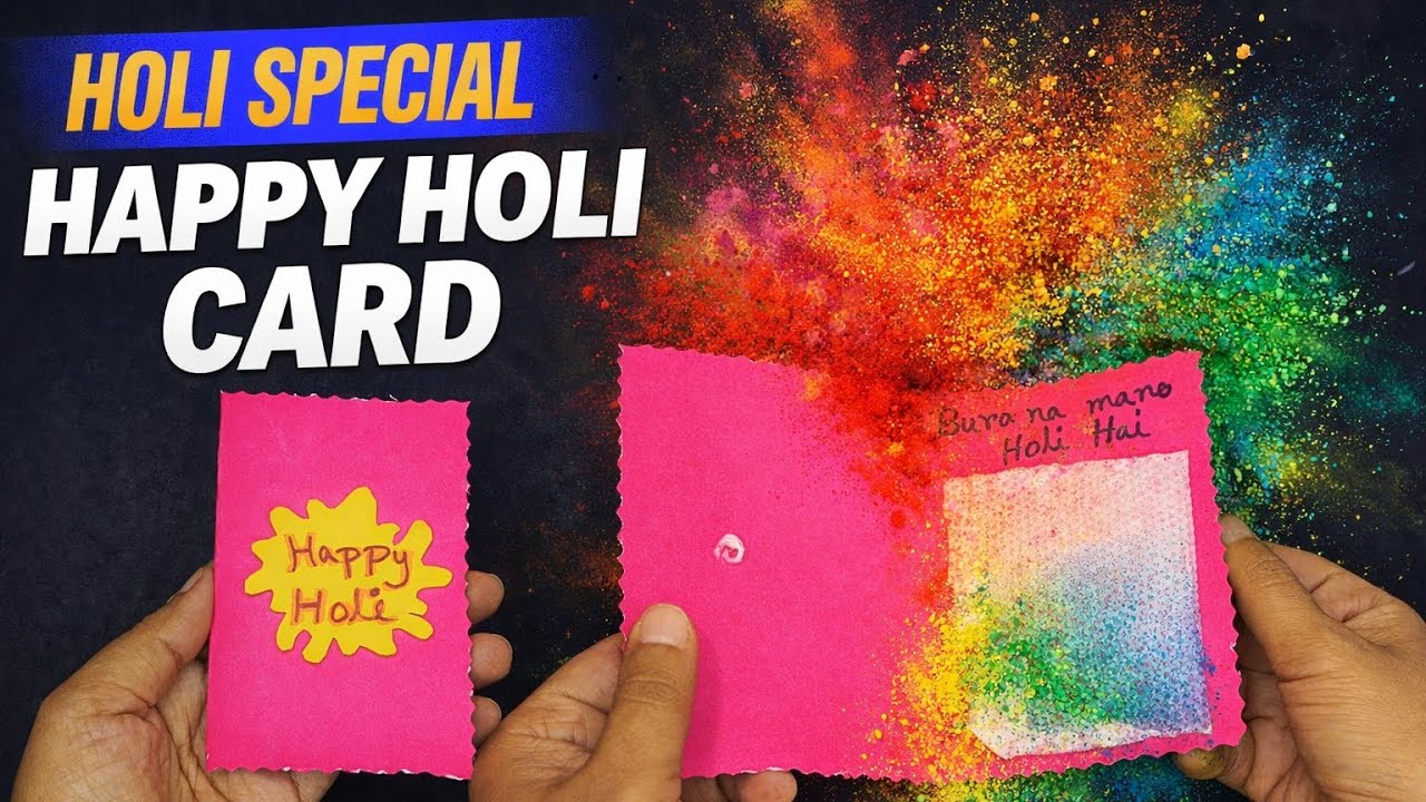 DIY Magic Holi Card Making 🌈 | Easy Handmade Holi Card Ideas 2026