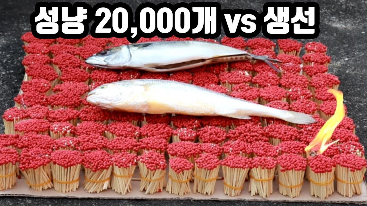 생선을 올리고 성냥2만개에 불을 붙이면?? Matches vs Fish