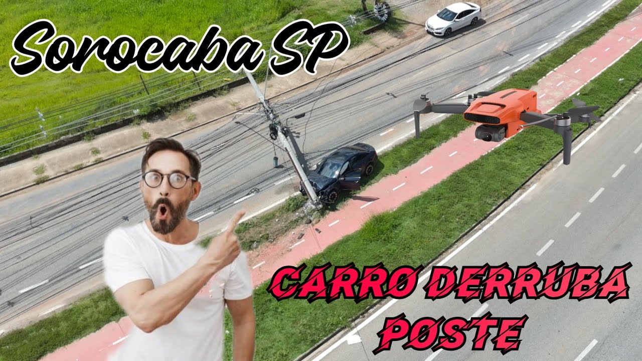 Carro derruba poste na av Victor Andrew Sorocaba SP 05/02/26 #fimimini3