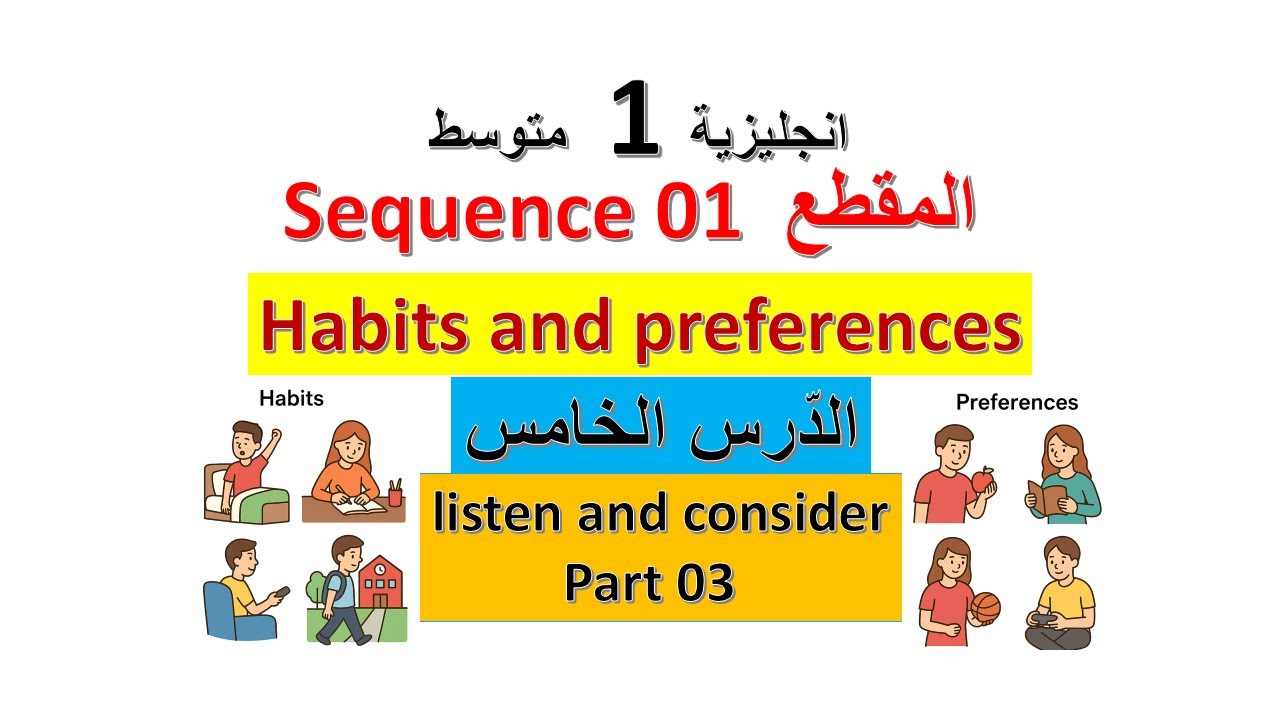 انجليزية السنة 1 متوسط  المقطع الاول الدرس  5         03 Sequence 01          I Listen and consider