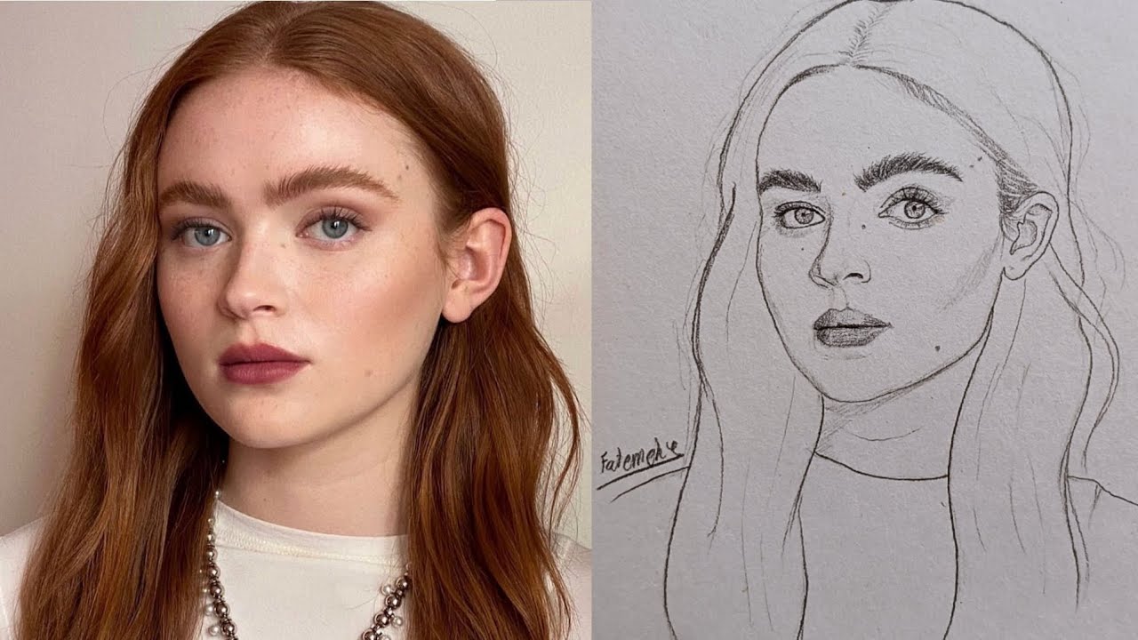 How to Draw a Portrait Drawing step_by_step/ Sadie Sink