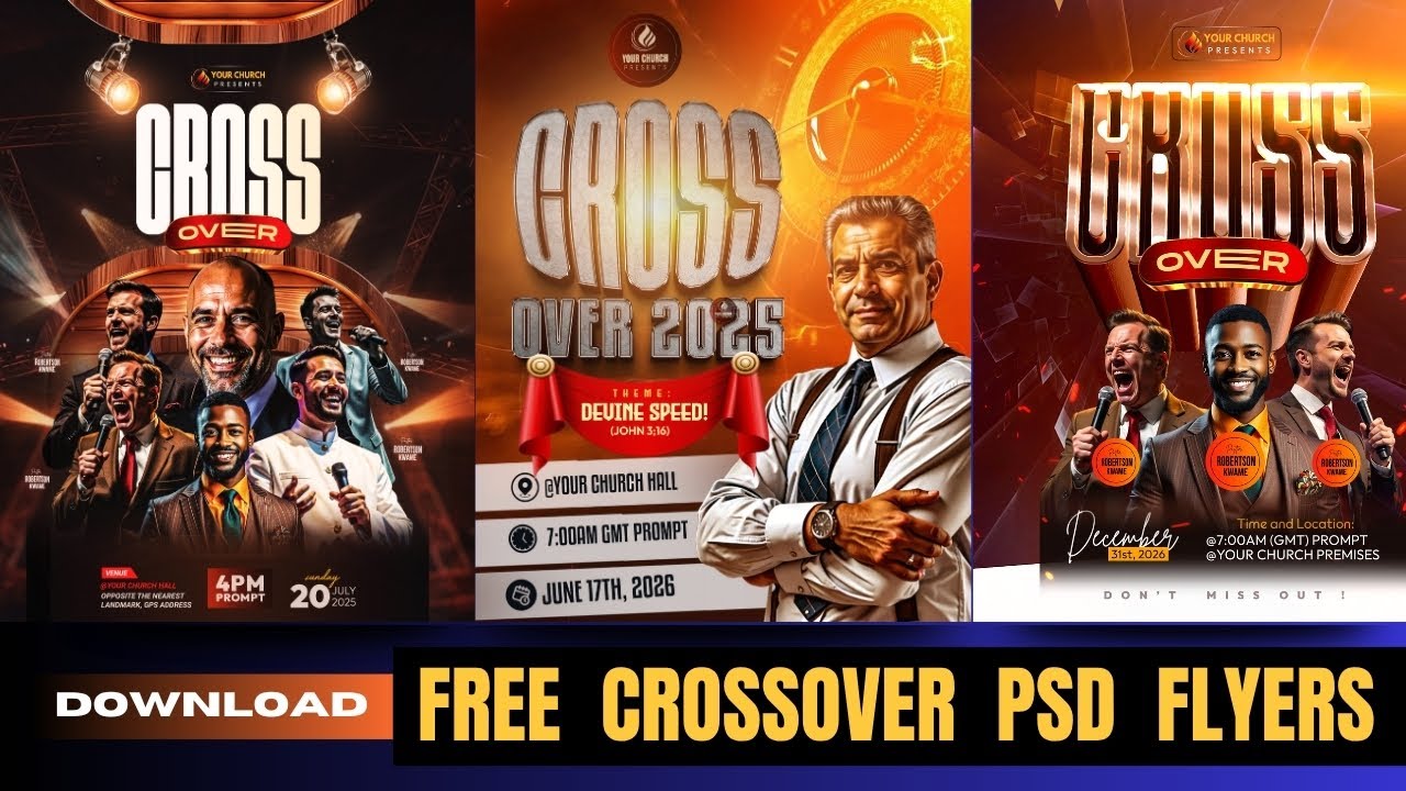 FREE PSD Crossover Church flyer  | WORD: Jesus is coming again!