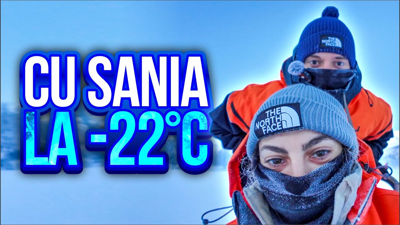 Cu sania trasă de husky  la POLUL NORD -22°C