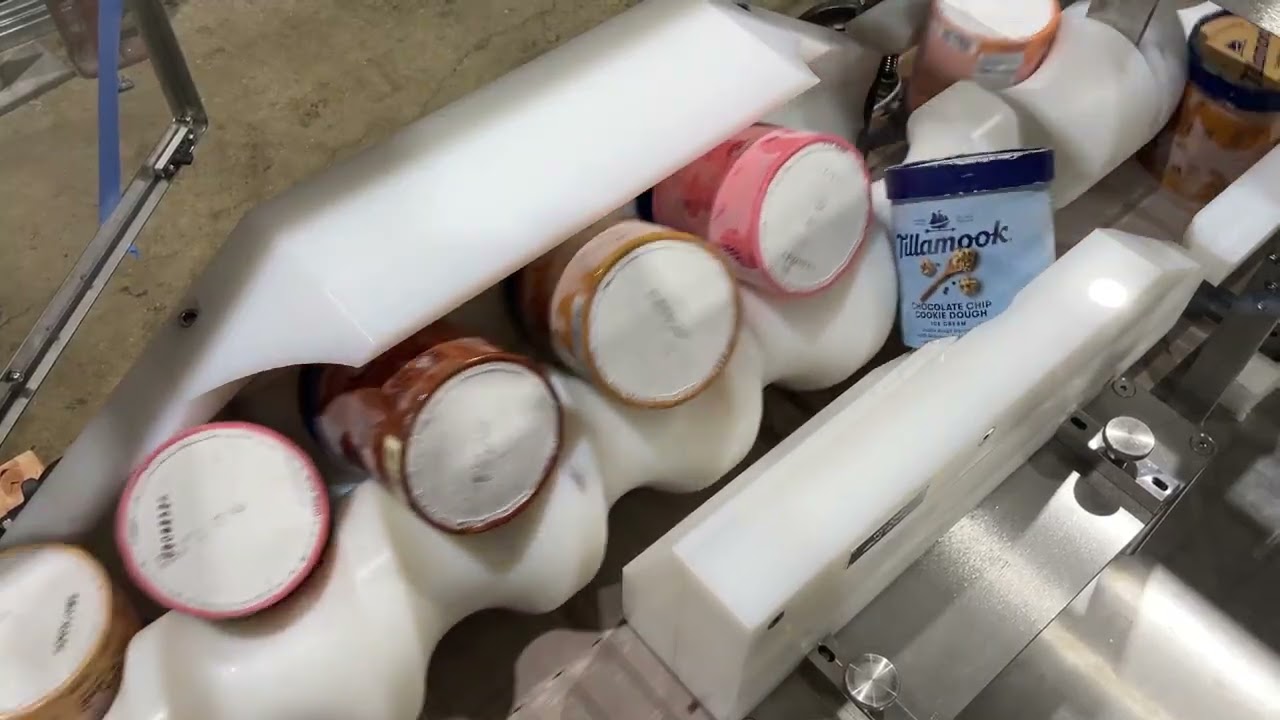 Ice Cream Container Inverting System with Timing Screw Technology | 120 Units/Min