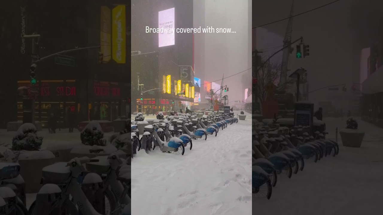 Times Square, NYC. Snow storm day.