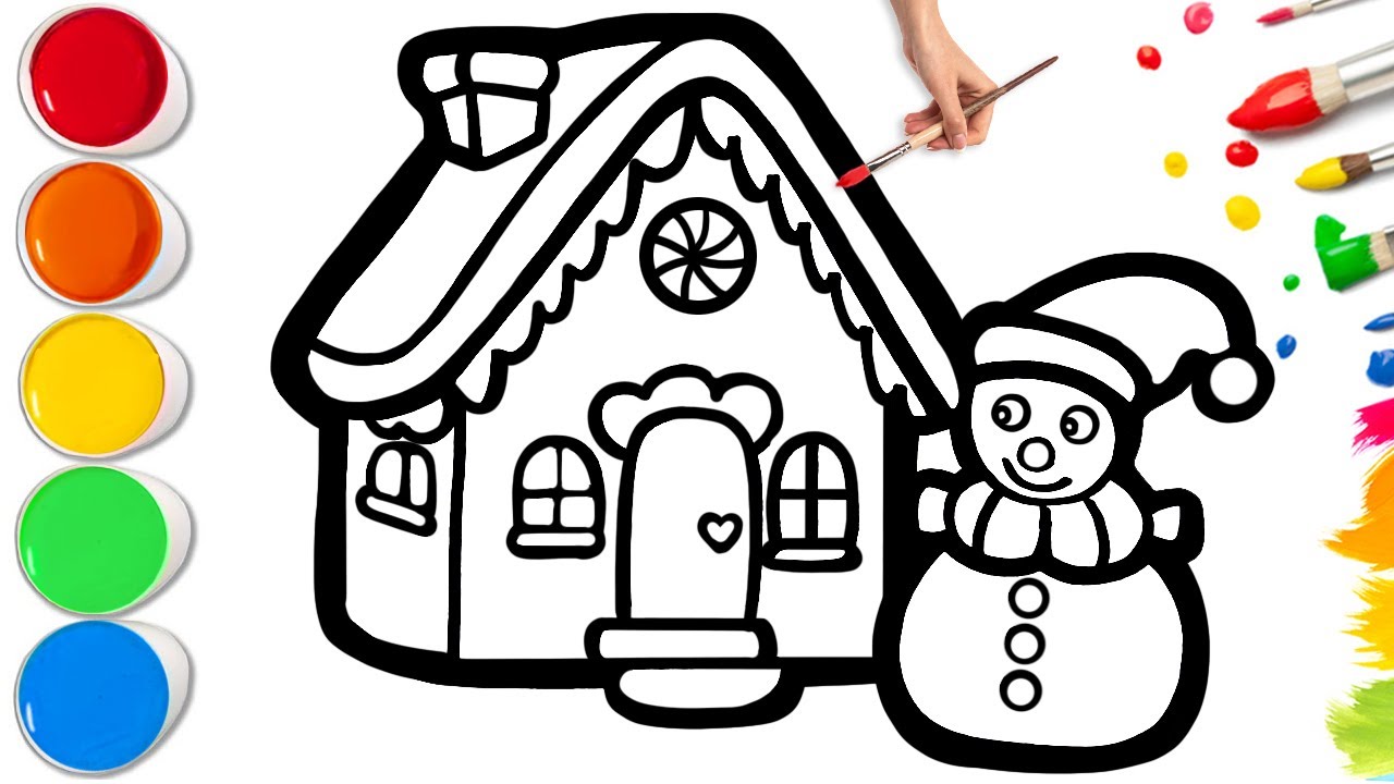 How To Draw a Colorful House & Snowman | Easy Step By Step Tutorial
