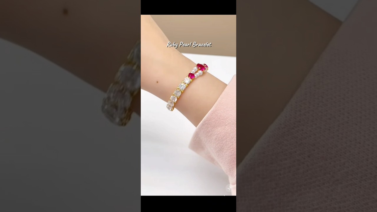 Elegant ruby and pearl bracelet for a timeless