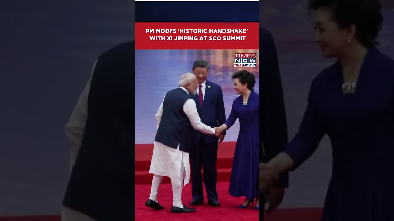 Watch: PM Modi's &lsquo;Historic Handshake&rsquo; With Xi Jinping As He Arrives For SCO Summit Reception #shorts