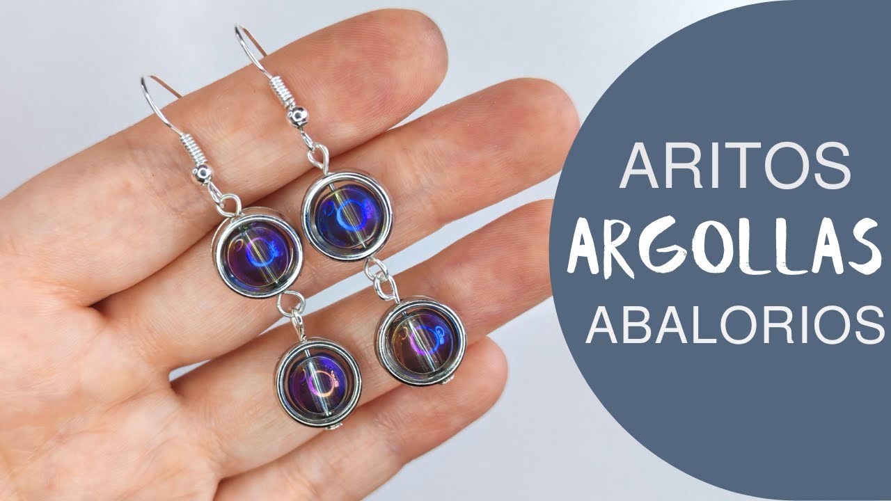 ARITOS CON ARGOLLAS DE PLASTIMETAL Y ABALORIOS BOLITAS DE CRISTAL