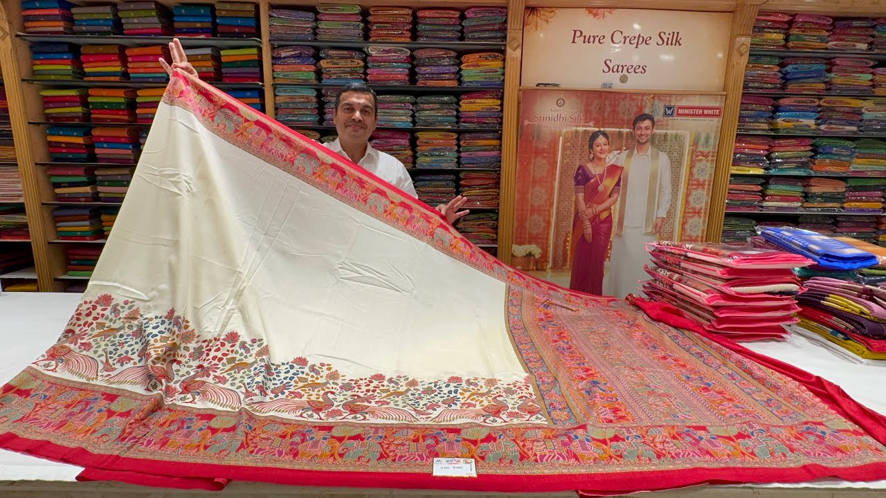Bangalore Malleshwaram Beautiful Semi Crepe Sarees, Banarasi & Fancy Sarees with Free Shipping.