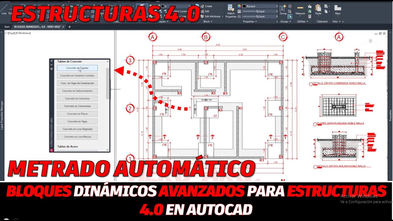 BLOQUES AVANZADOS PARA ESTRUCTURAS 4.0 HERO ARQ | METRADO DE ESTRUCTURAS | PLANOS ESTRUCTURALES