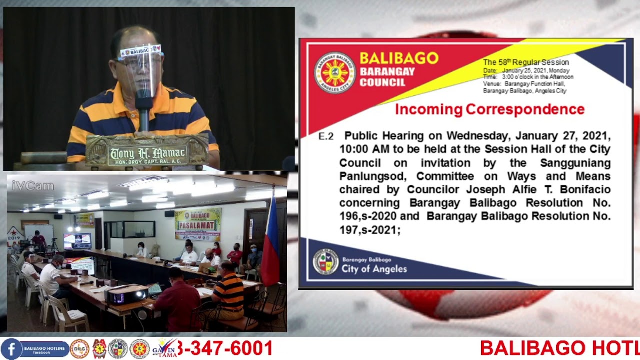 BARANGAY BALIBAGO 58th REGULAR SESSION  JAN 25,2021