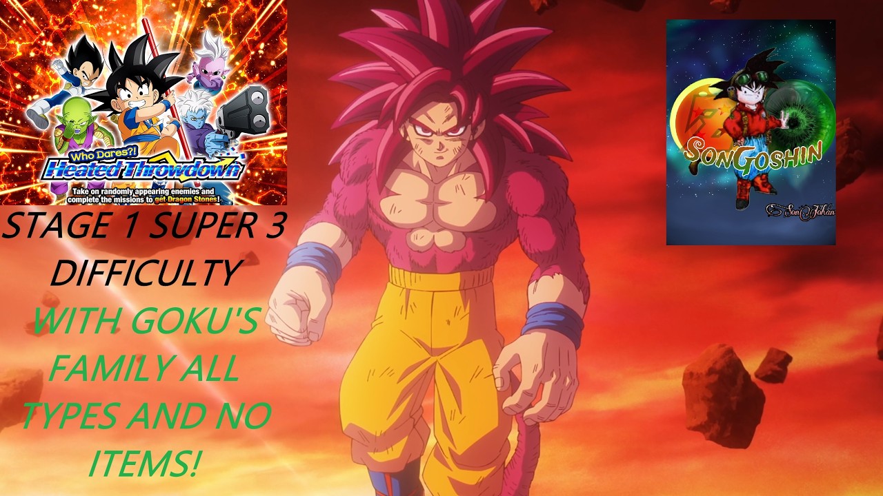 WHO DARES?! HEATED THROWDOWN STAGE 1 WITH GOKU'S FAMILY AND NO ITEMS! DBZ Dokkan Battle!