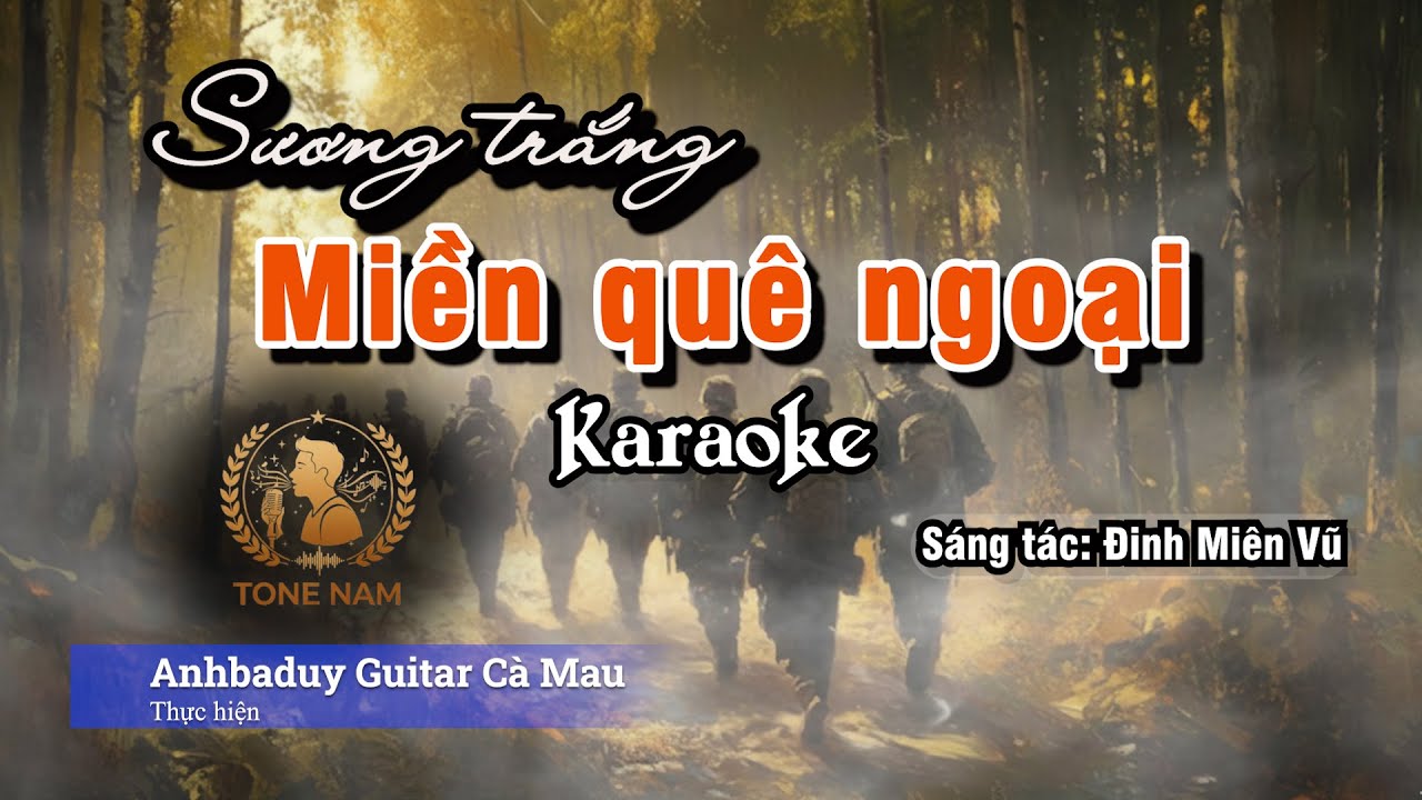 Sương trắng miền quê ngoại | Karaoke | Tone Nam | Anhbaduy Guitar - Cà Mau