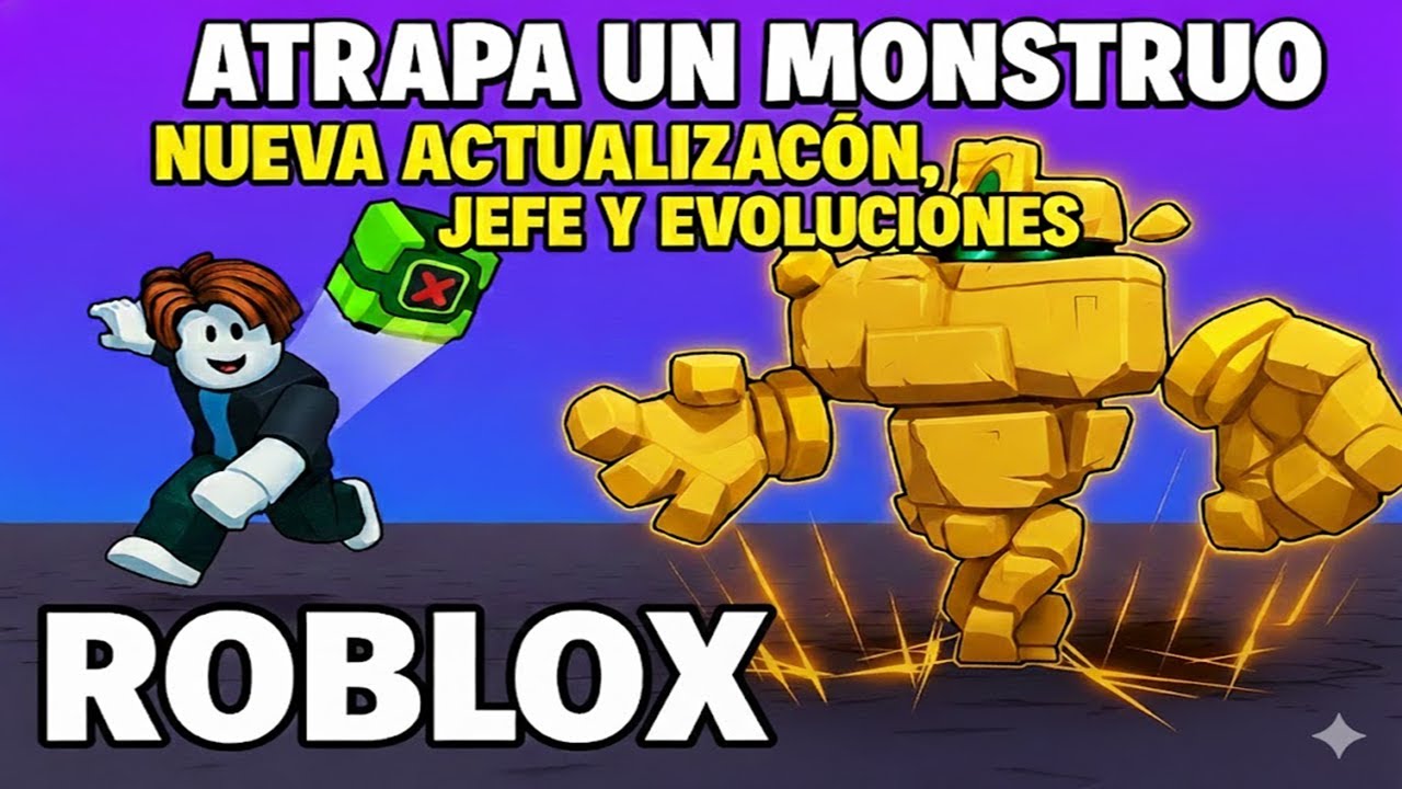Atrapa un Monstruo Nueva actualización, jefe, evoluciones (inclusión del tipo tierra) y mas. Roblox.