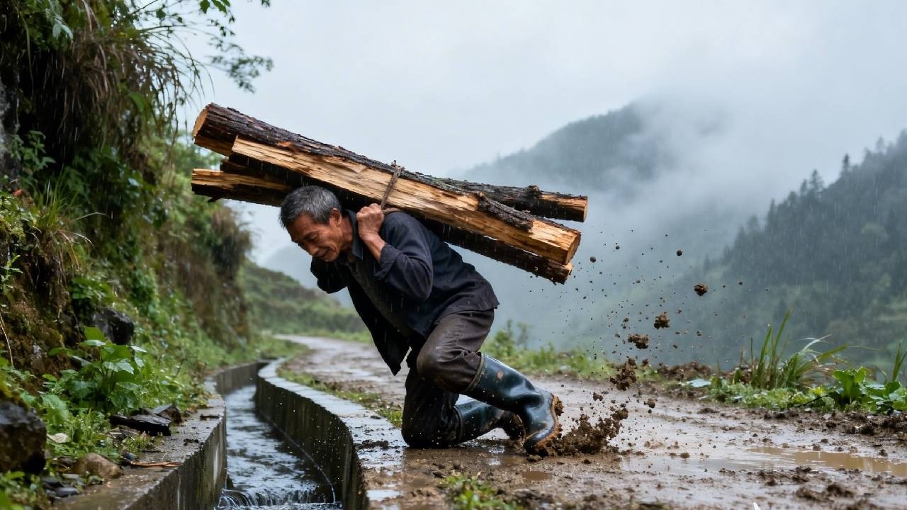 Three young men were sleeping in a wooden box in the middle of the road.