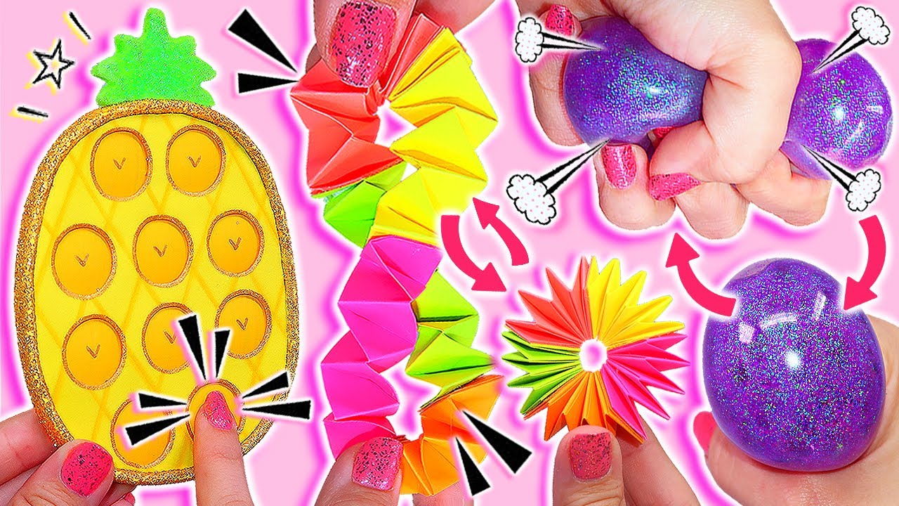 🌈💥🍍 DIY: Haz tus propios FIDGET TOYS de TIKTOK caseros Piña POP IT, Pelota Antiestrés y Origami