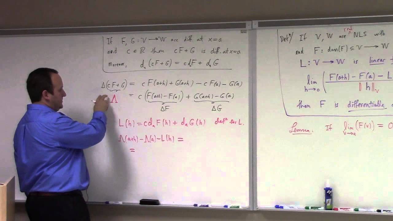 Advanced Calculus: Lecture 3 part 1: Frechet Derivatives