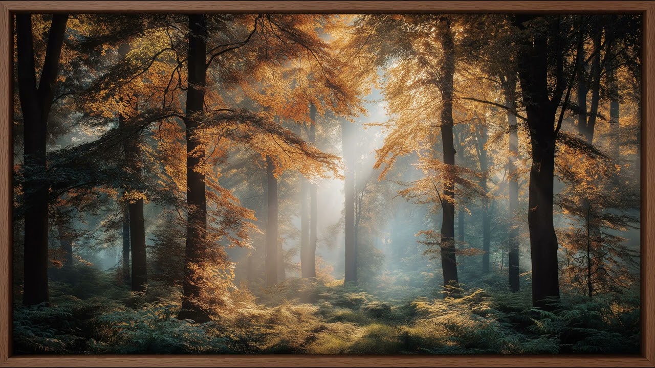 Golden Autumn Forest Calm With Timeless Nature Still | Still Art Screen Saver | 4K