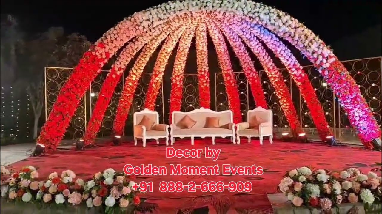 Royal Red & Crystal Wedding Stage Decoration | Luxury Indian Wedding Mandap Design