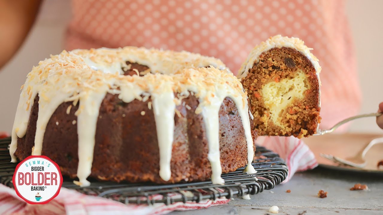 Carrot Bundt Cake (With Cheesecake Filling and Cream Cheese Glaze) | Bigger Bolder Baking