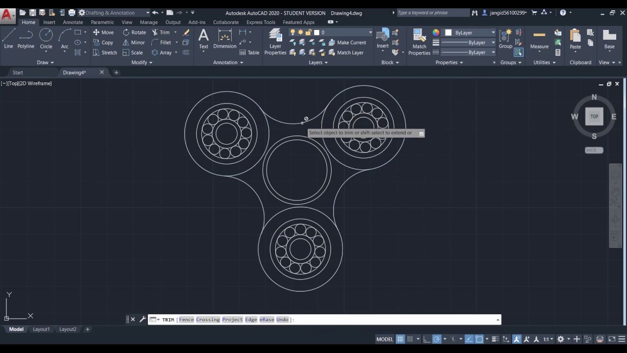 making a fidget spinner in Autocad 2D