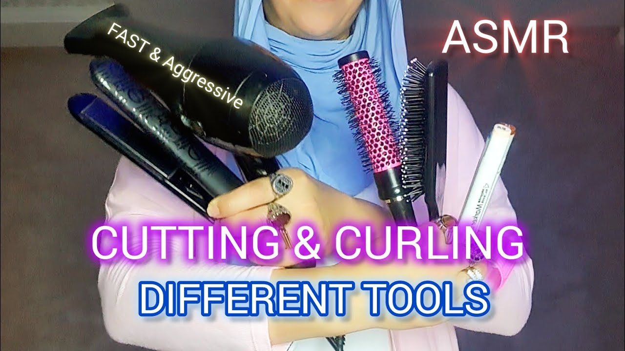ASMR ✨ Fast & Aggressive Hair Cutting & Curly Styling with Different Tools (No Talking)