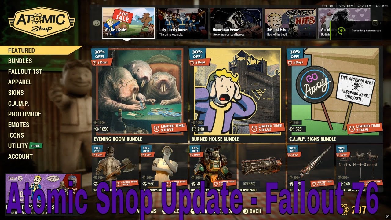 Atomic Shop Update - Fallout 76