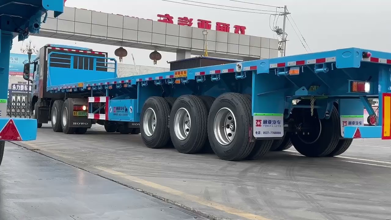 flatbed semi trailer#semitrailer #flatbedsemitrailer #twistlock #containertrailer #export