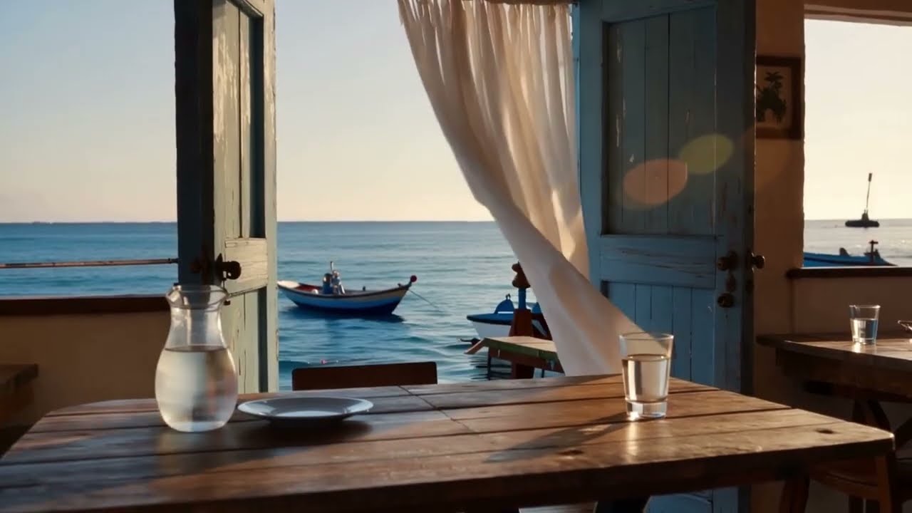 Taverna by the Sea 🌊 Calm Waves & Summer Ambience (No Music)
