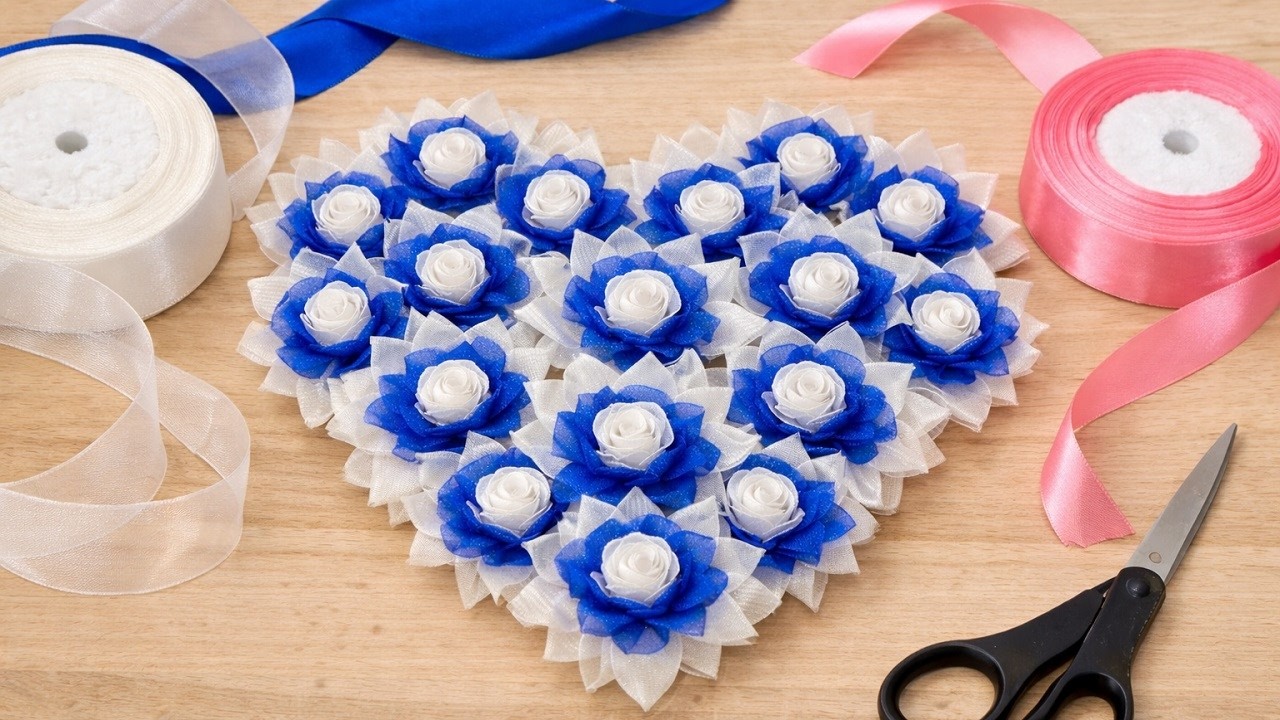Luxurious flowers from ordinary ribbon! DIY from organza.