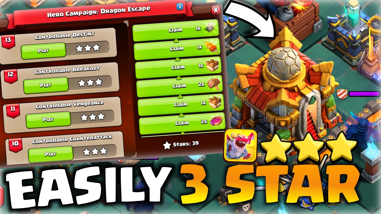 How To 3 Star Dragon Escape Challenge - Levels 9 to 13 in Clash of Clans!