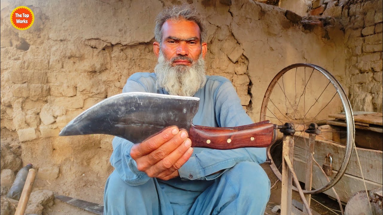 Talented blacksmith making a Cleaver out of old Rusty iron Angle | Knife making