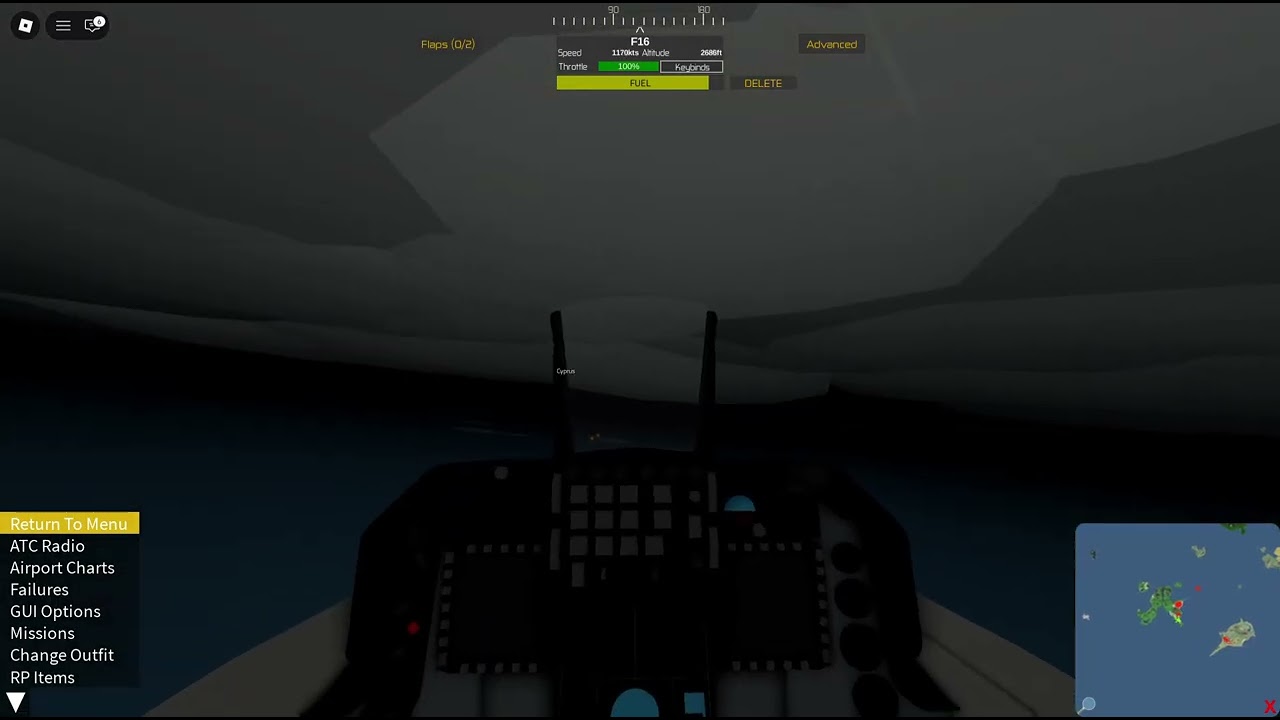 Roblox PTFS F16 Fligh from Greator Rockford to Cyprus