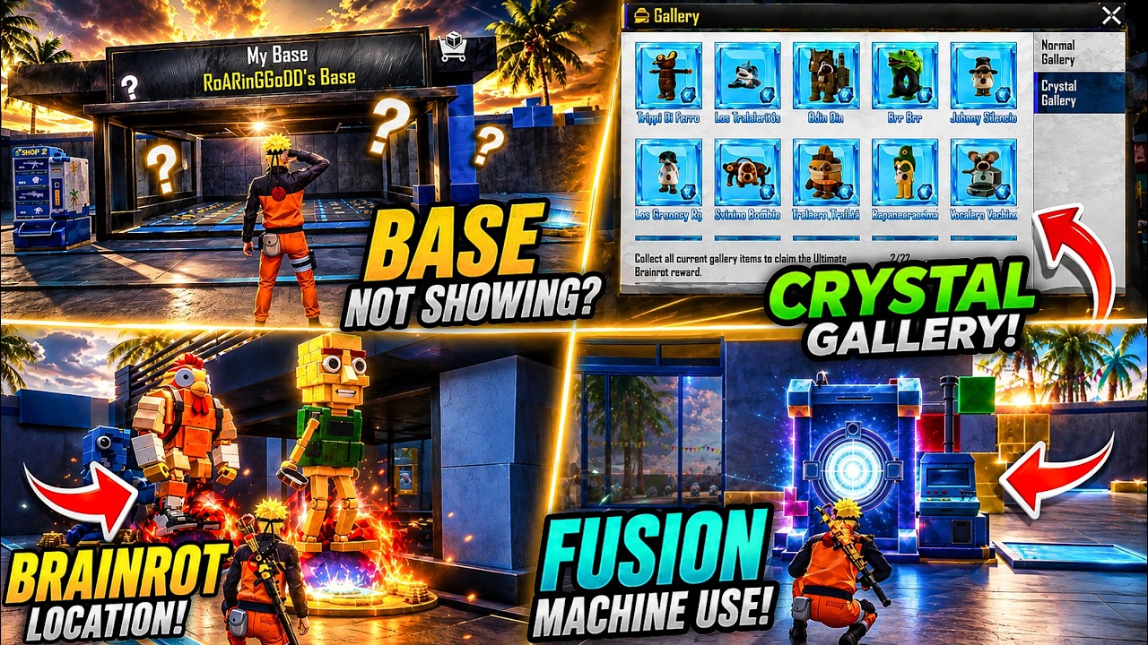HOW TO FIX BRAINROT BASE GLITCH BGMI / CRYSTAL GALLERY BRAINROTS / CHICKEN BRAINROT LOCATION