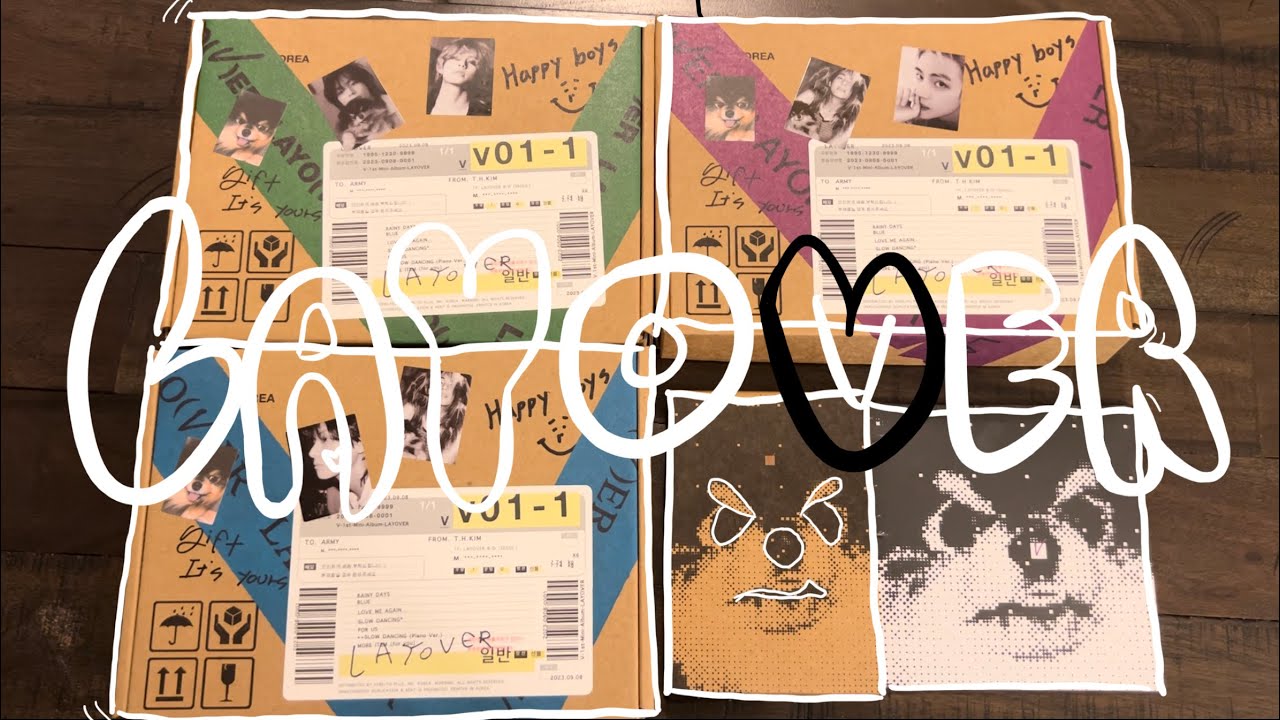 unboxing V’s 1st solo album layover🐻 | version 1, 2, 3, weverse, & slow dancing single cd