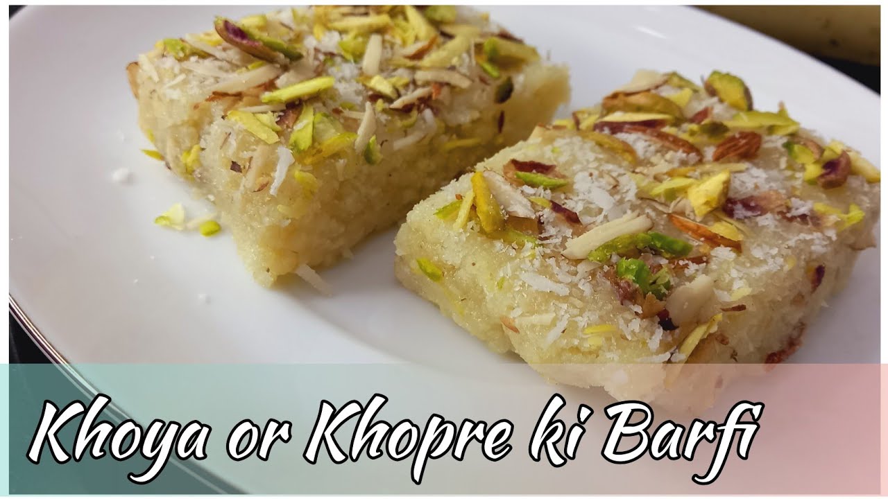 Khoya or Khopre ki Barfi || Coconut Barfi || Quick Khoya Coconut Barfi Recipe by Mehreen Diaries!