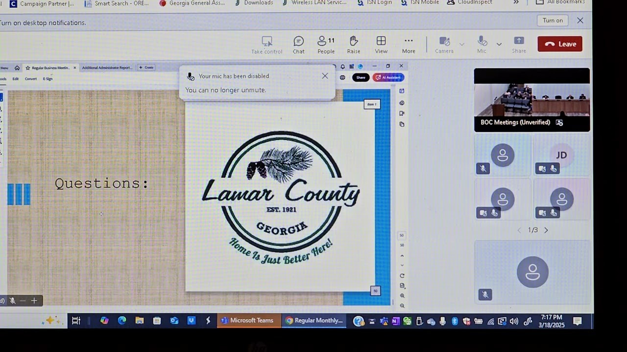 Lamar County Georgia Commission Meeting 3/18/25