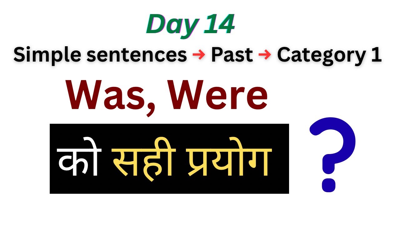 Use of Was, Were ( Day 14 ) |  Simple Sentences Past Category 1 | Basic English Grammar 