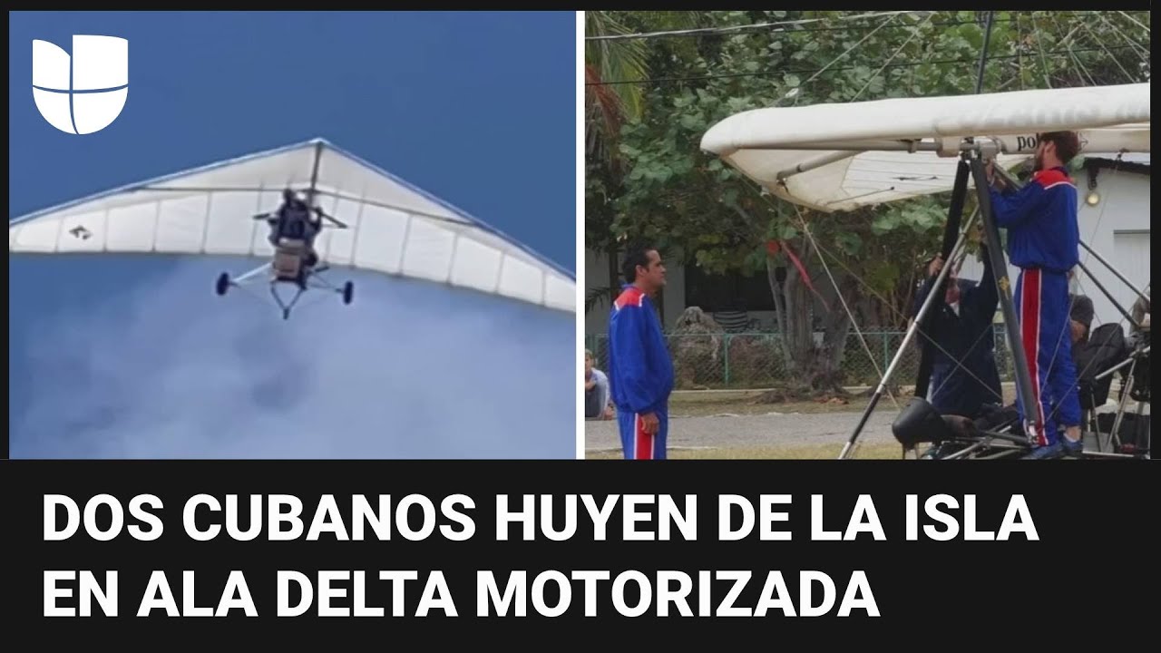 Migrantes cubanos huyen de la isla en un ala delta motorizada y aterrizan en Key West, Florida