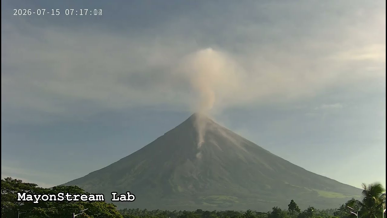 Mayon Volcano 24-Hour Timelapse: July 15, 2026 [SSW IP Camera Full FOV] 250x Speed