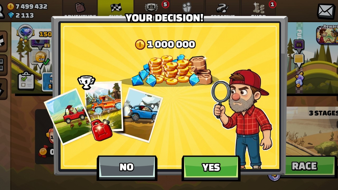 1 CLICK = 1M COINS GONE! - Hill Climb Racing 2
