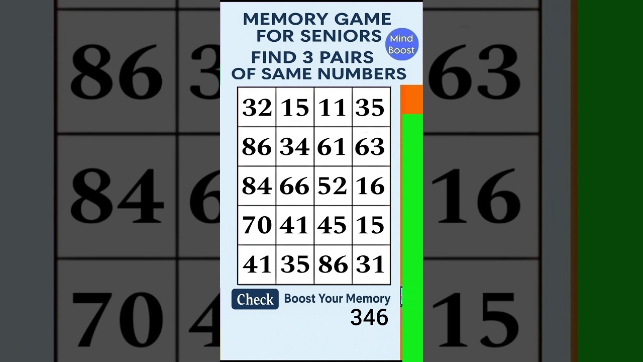 Brain Training for Seniors &ndash; Can You Stay Sharp? | Match the Numbers
