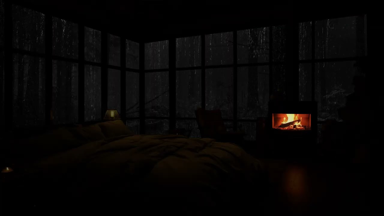 Cozy Cabin Comfort: Rain and Fireplace Sounds for Relaxation and Focus