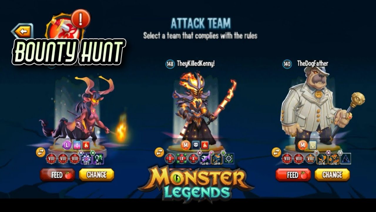 Bounty Hunt Team, Attacks and Equipment Setup (400m+ Damage Team) (Monster Legends)