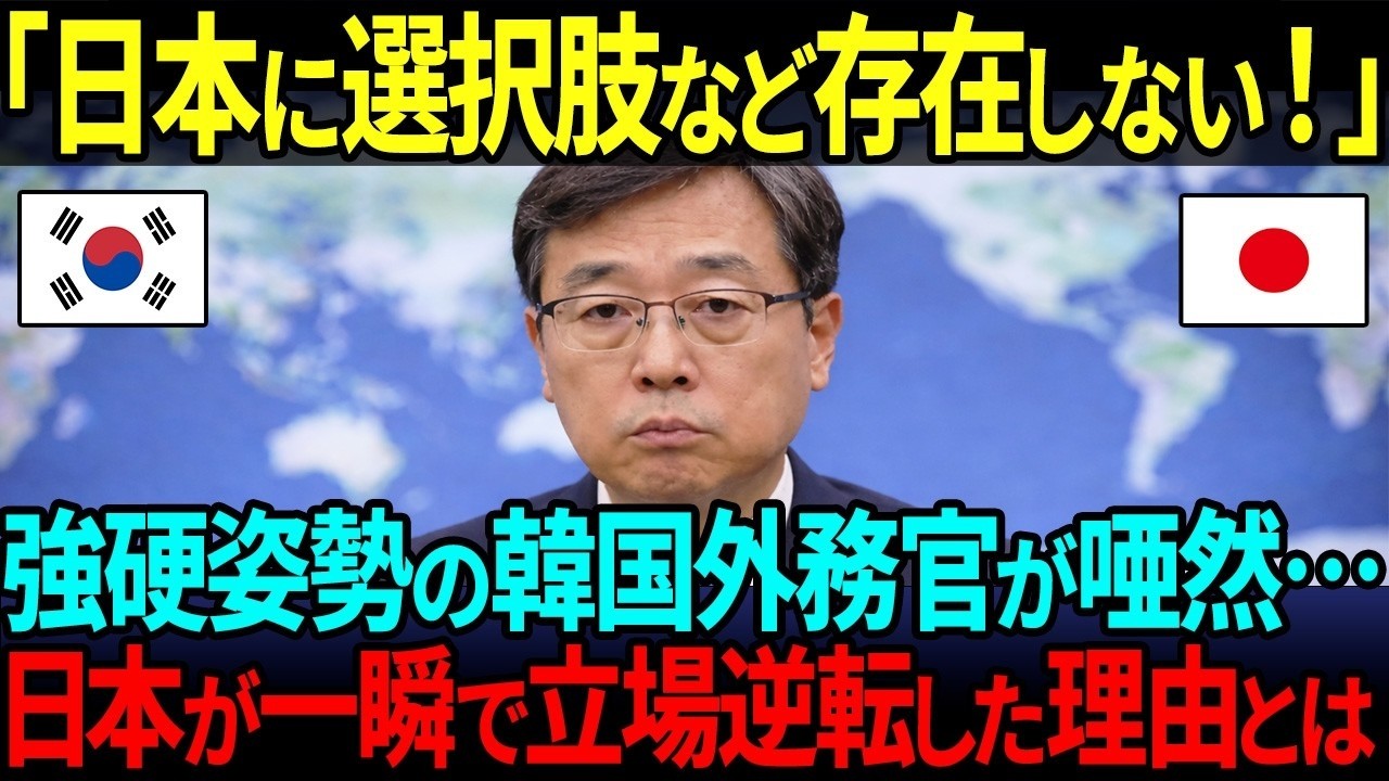 【海外の反応】「日本に選択肢など存在しない」強気に出た韓国外交官が、日本の一言で言葉を失い…日本が立場逆転した驚愕の理由とは